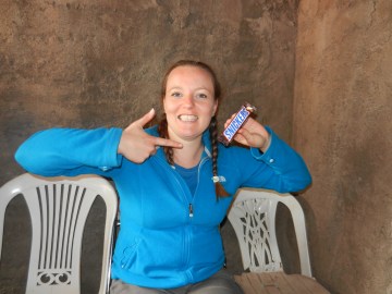 Carol and her long awaited Snickers bar