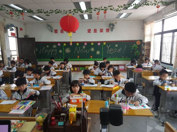 Class hard at work drawing Nessie