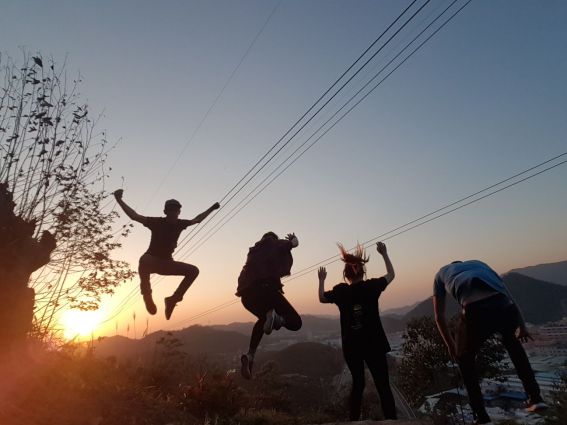 Jumping sunset